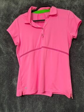 LG Women's Short Sleeve Polo Tee in Bright Pink